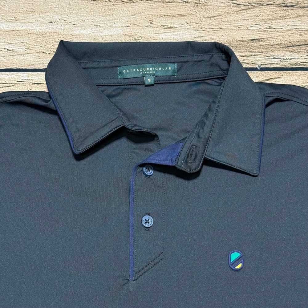 Extracurricular Polo Shirt Mens Small Navy Blue Performance Golf Stretch Logo